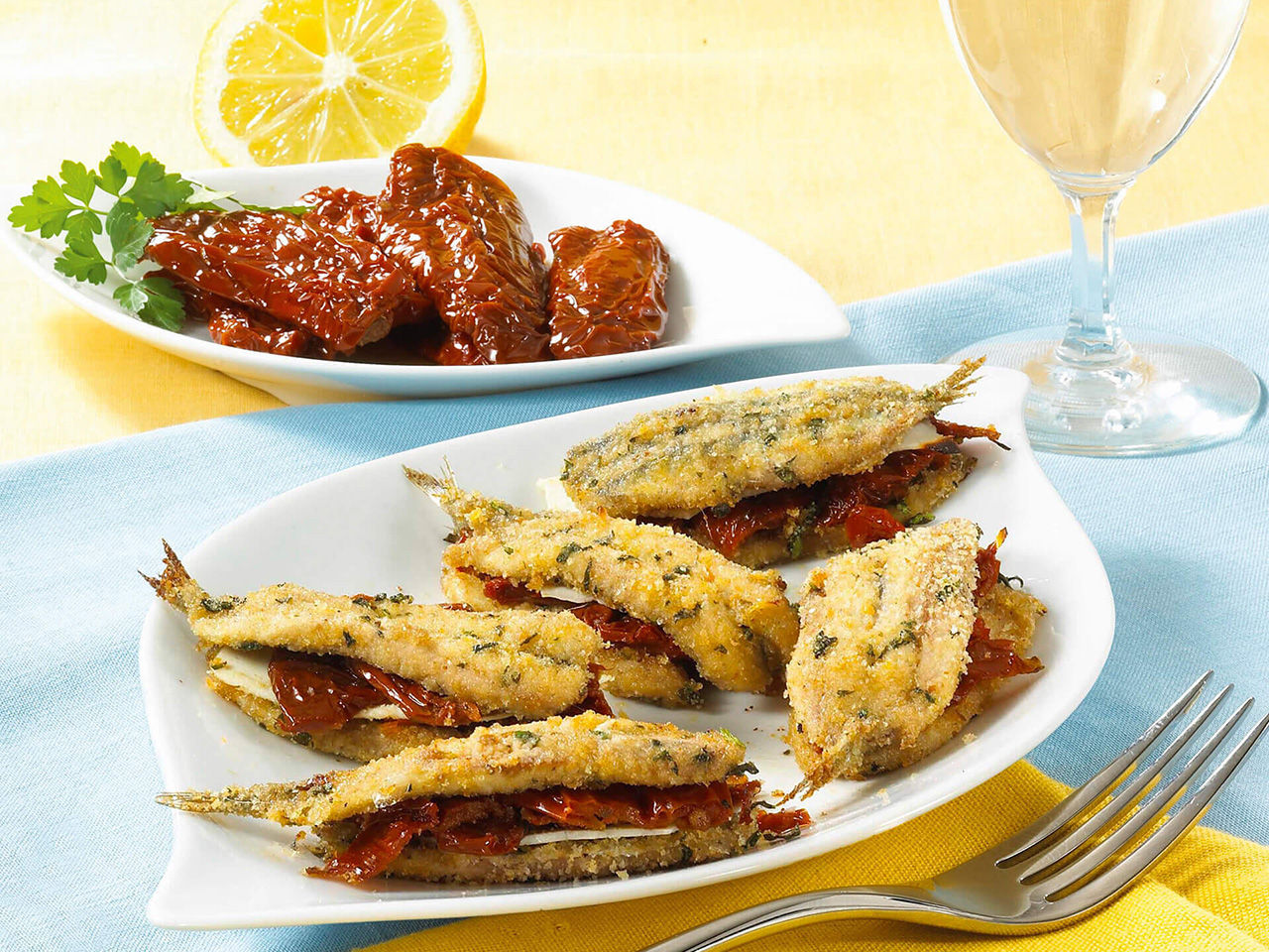 Sardine fritte ripiene di Pomodori Secchi sott'Olio Fratelli Carli