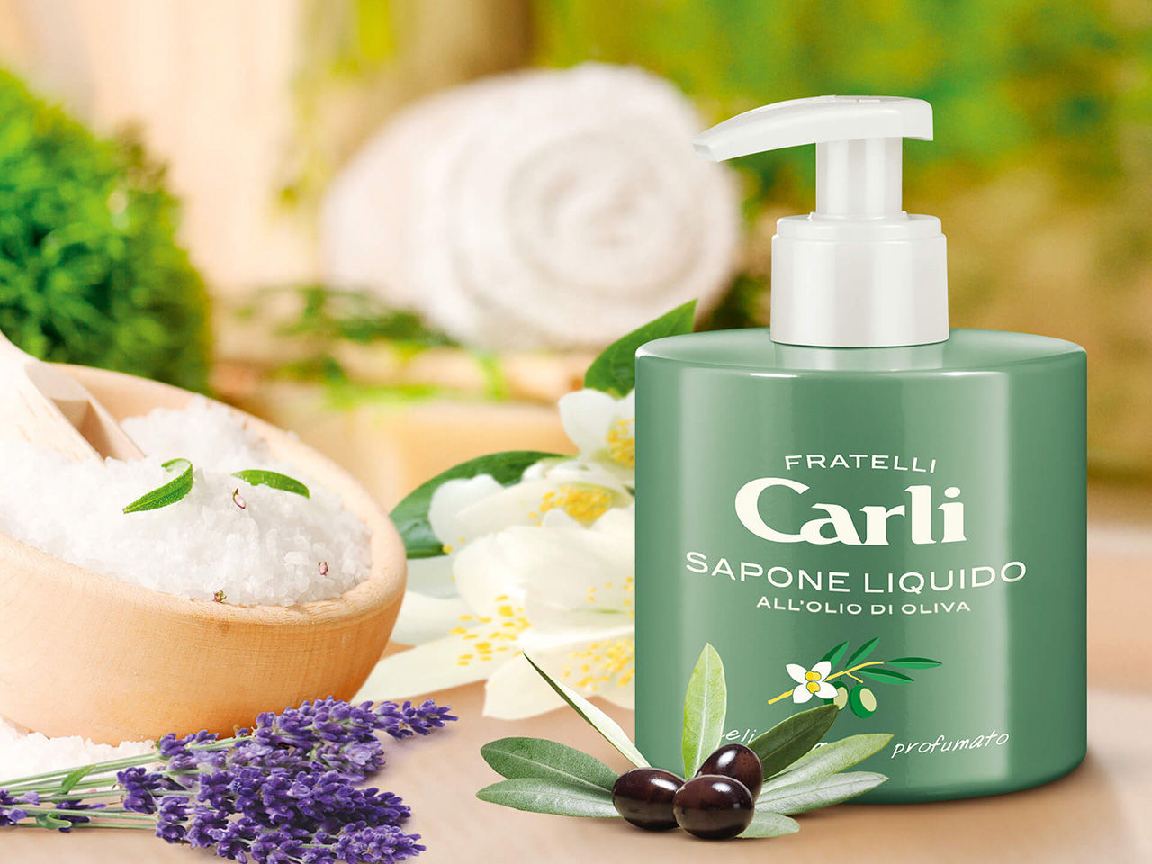 Flacone di sapone liquido all'Olio di Oliva Fratelli Carli